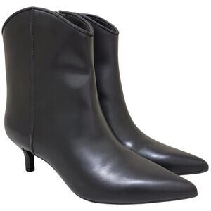 On 34th Women Kitten Heel Western Booties Aatira Size 10M Black Smooth